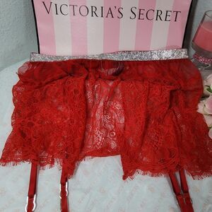 1445 Victoria's Secret red garter belt skirt Size  XS - S